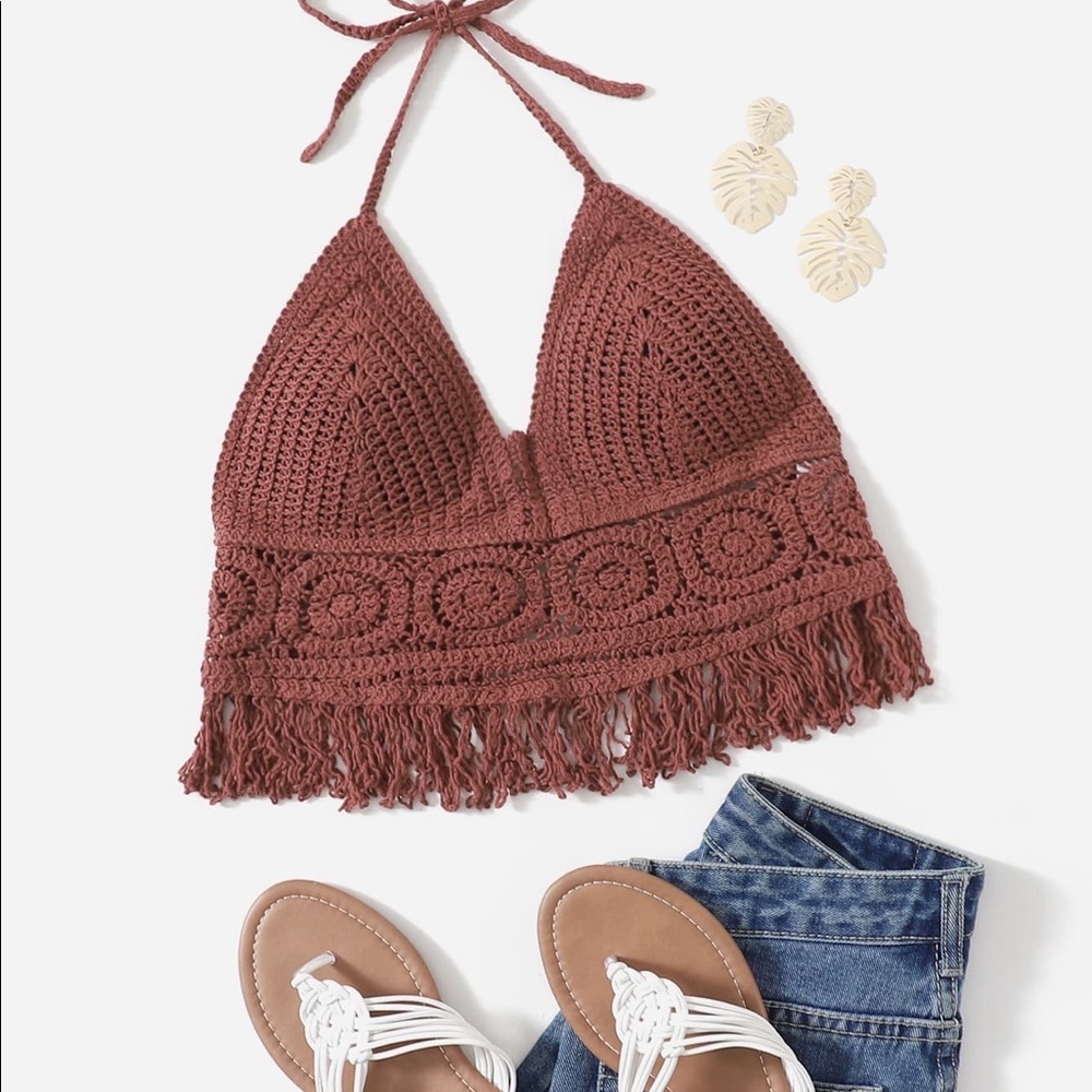 Crochet Halter top mauve